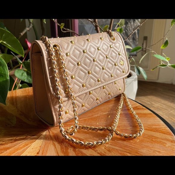 Tory Burch Leather Fleming Convertible Small ShoulderBag With Studs Pink Blush - Picture 3 of 14